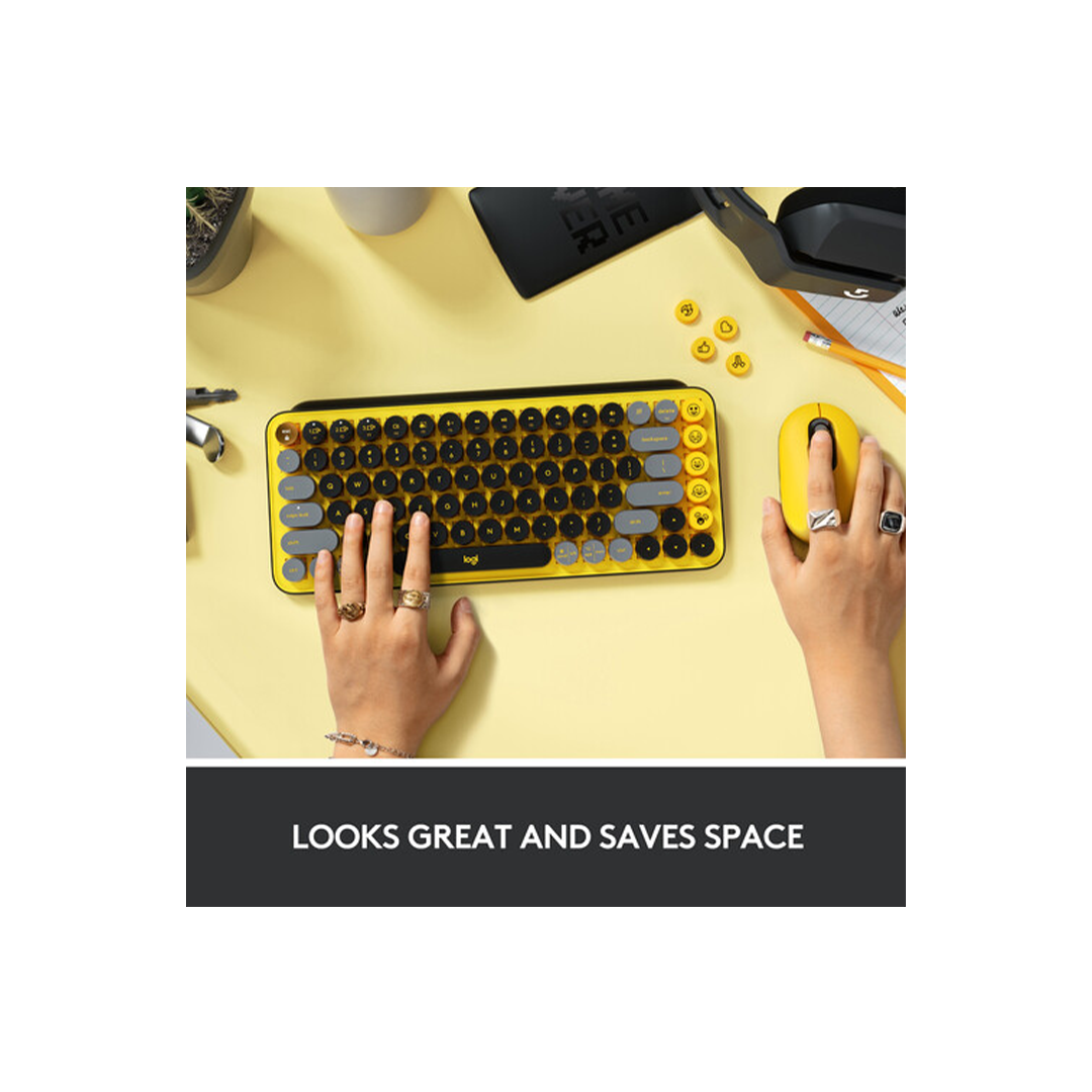 Logitech POP Keys Wireless Bluetooth Mechanical Keyboard - Blast Yellow in Qatar Logitech POP Keys Wireless Bluetooth Mechanical Keyboard - Blast Yellow in Qatar